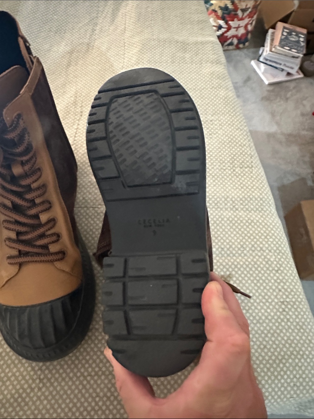 CECILIA NEW YORK Brown and Black Lace-Up High-Top Boots - Picture 3 of 7